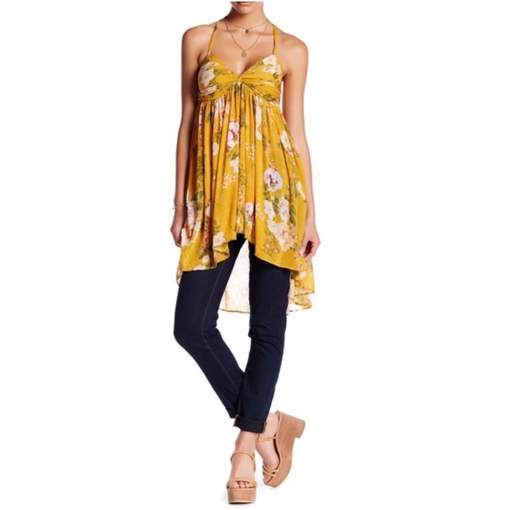 FREE PEOPLE Mirage Floral Print Baby Doll Tunic Size Medium - Picture 4 of 10